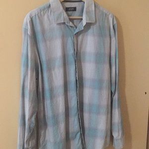 Large Alfani Checkered Blue and White Button Down
